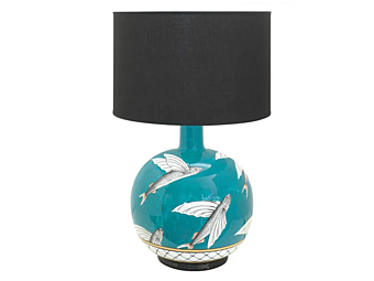Lampada da tavolo in ceramica artigianale pesce volante L_Antica Deruta FF/04