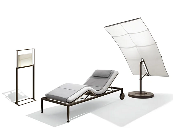 Lettino prendisole reclinabile con ruote in legno GIORGETTI GEA 87060 + 87061 fabbrica GIORGETTI dall'Italia. Foto №4