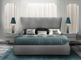 Letto matrimoniale imbottito con testata imbottita CASA +39 NYX N0001, N0006