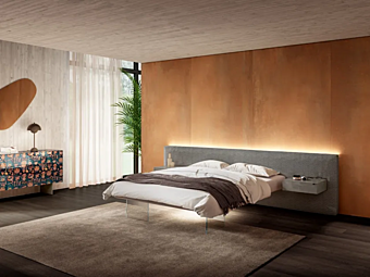 Letto matrimoniale in tessuto con comodini integrati LAGO AIR 1505