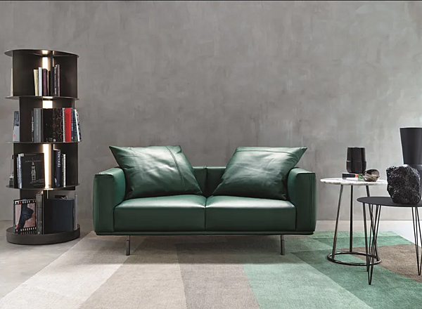 Divano in pelle a due posti con copertura removibile Binario Flou fabbrica Flou dall'Italia. Foto №2