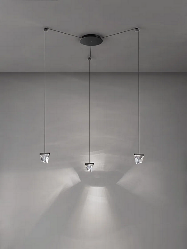 Lampada a sospensione LED in cristallo Tripla 3 punti Fabbian fabbrica Fabbian dall'Italia. Foto №2
