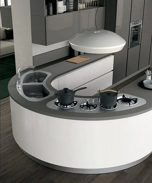 Cucina su misura con penisola Clover 01 LUBE CUCINE fabbrica LUBE CUCINE dall'Italia. Foto №2