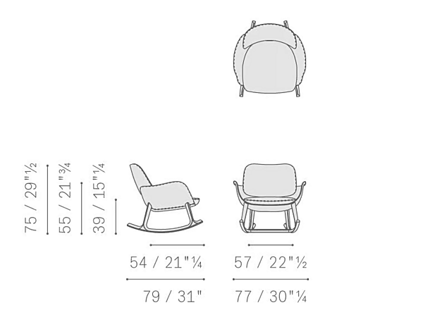 Poltrona a dondolo con braccioli in tessuto Martha Poltrona Frau fabbrica POLTRONA FRAU dall'Italia. Foto №15