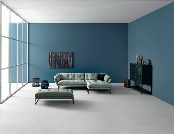 Pouf imbottito in tessuto Sled base collezione New York Saba fabbrica SABA dall'Italia. Foto №7