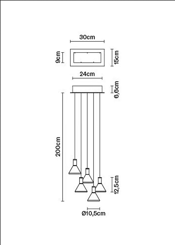 Lampada a sospensione in vetro borosilicato LED Multispot Polair Fabbian fabbrica Fabbian dall'Italia. Foto №7