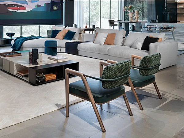 Poltrona con braccioli in pelle e tessuto GIORGETTI ELSA fabbrica GIORGETTI dall'Italia. Foto №6