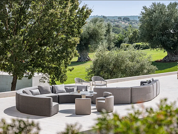 Divano modulare curvo in tessuto da giardino con schienale imbottito VARASCHIN Circle Belt 221 fabbrica VARASCHIN dall'Italia. Foto №1