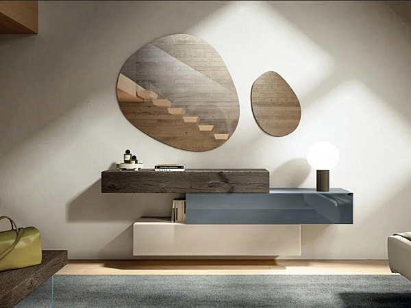 Cassettiera sospesa in legno e vetro LAGO 36E8 0663B 0663B fabbrica LAGO dall'Italia. Foto №1