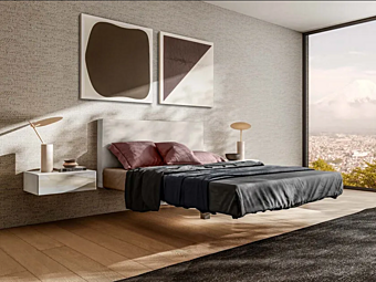 Letto matrimoniale con testata imbottita Fluttua 1601 LAGO 1601