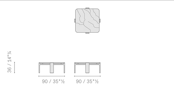 Tavolino da caffè quadrato in vetro POLTRONA FRAU DUO fabbrica POLTRONA FRAU dall'Italia. Foto №5