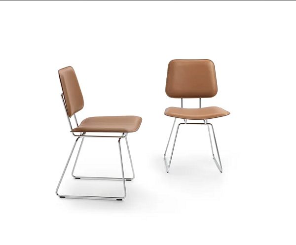 Sedia in pelle conciata con base a slitta FLEXFORM ECHOES S H fabbrica FLEXFORM dall'Italia. Foto №3