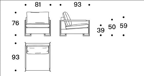 Poltrona con braccioli in tessuto SABA collezione No Logo Light fabbrica SABA dall'Italia. Foto №6