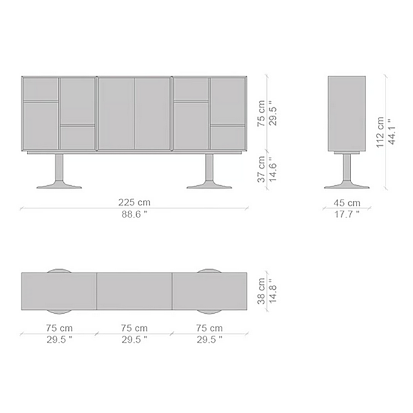 Credenza in legno 20 cassetti standard piedi Corolle CASSINA 020 fabbrica CASSINA dall'Italia. Foto №3
