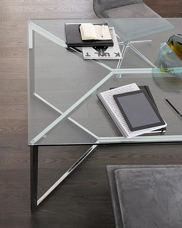 Tavolo rettangolare in vetro e acciaio Gallotti&Radice Carlomagno fabbrica Gallotti & Radice dall'Italia. Foto №2