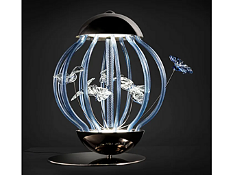 Lampada da tavolo in vetro LED con gabbia MULTIFORME LM2023