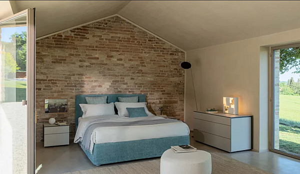 Letto matrimoniale con testiera imbottita Notturno Flou Shabby Chic fabbrica Flou dall'Italia. Foto №2