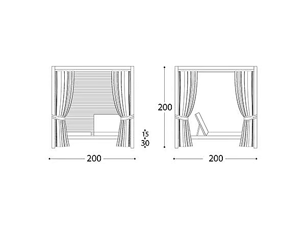 Letto da giardino con canopy in tessuto VARASCHIN Bivacco 2300 fabbrica VARASCHIN dall'Italia. Foto №3