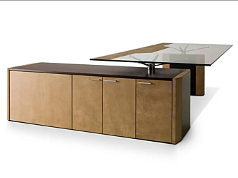Scrivania executive in vetro a forma di L con cassetti i 4 Mariani De Symetria