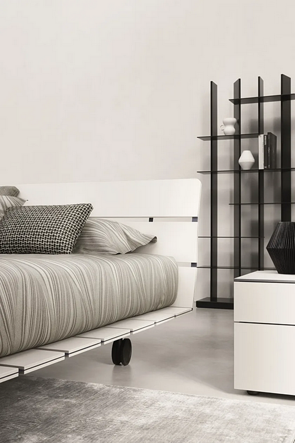 Letto matrimoniale con testata imbottita in tessuto Flou Tadao fabbrica Flou dall'Italia. Foto №7