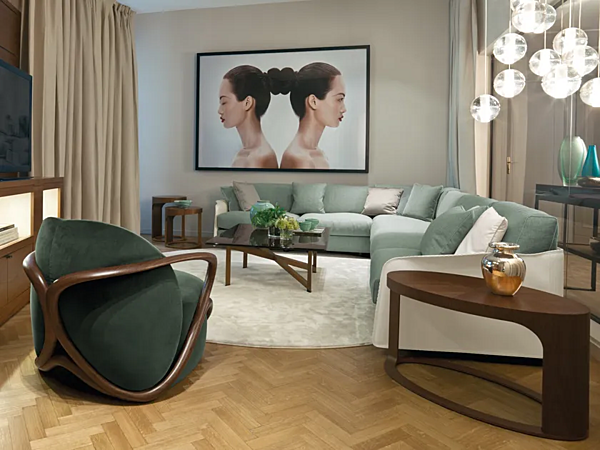Tavolino da caffè ovale in legno GIORGETTI collezione Ling fabbrica GIORGETTI dall'Italia. Foto №4