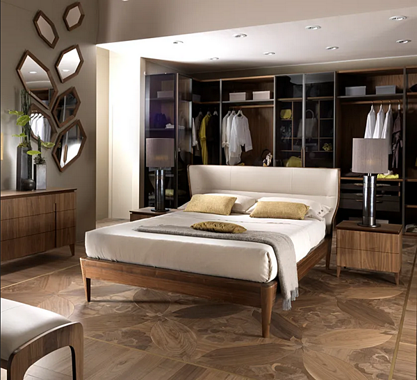 Letto matrimoniale in noce con testiera imbottita ARTE BROTTO LEONARDO L973N L973N fabbrica Arte Brotto dall'Italia. Foto №4