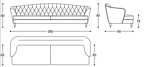 Divano in pelle tufted a tre posti Black Tie Savoi SAV24H80, SAV26H80 fabbrica Black Tie dall'Italia. Foto №6