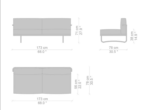 Divano a due posti con schienale imbottito CASSINA 5 Canapé Appartement Le Corbusier 005 fabbrica CASSINA dall'Italia. Foto №7