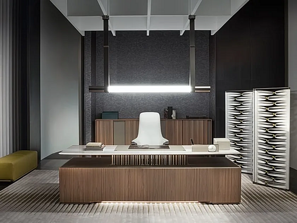Scrivania rettangolare con base in noce e top in marmo GIORGETTI G-CODE 71200, 71205 fabbrica GIORGETTI dall'Italia. Foto №7