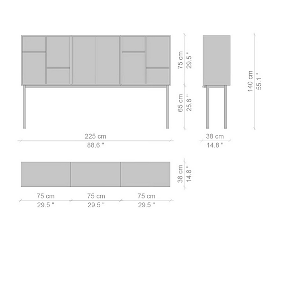 Credenza in legno 20 cassetti standard CASSINA P E N 020 fabbrica CASSINA dall'Italia. Foto №6