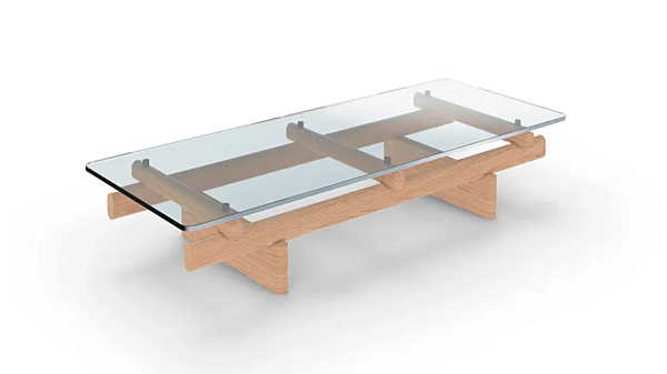 Tavolino da caffè rettangolare basso in legno e vetro CASSINA Sengu fabbrica CASSINA dall'Italia. Foto №8