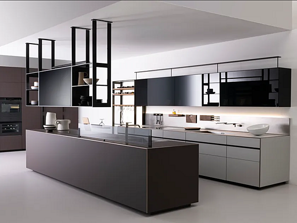 Cucina in laminato con isola senza maniglie Riciclantica Outline cioccolato VALCUCINE fabbrica VALCUCINE dall'Italia. Foto №2
