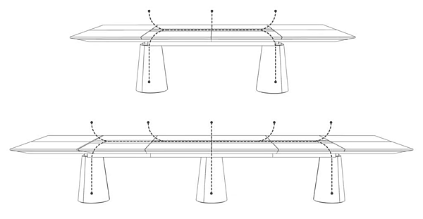 Tavolo rettangolare in pelle con gestione cavi POLTRONA FRAU MESA DUE fabbrica POLTRONA FRAU dall'Italia. Foto №9