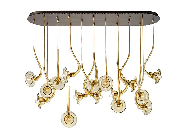 Lampada a sospensione in vetro soffiato Ikebana 16 MULTIFORME SL3370-16-FB fabbrica MULTIFORME dall'Italia. Foto №1