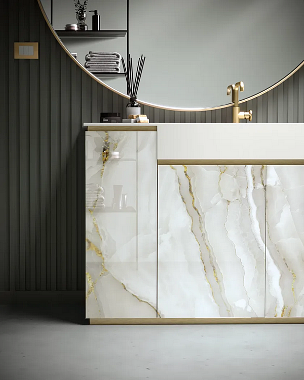 Unità lavabo in vetro a pavimento con lavandino integrato ARTELINEA FUSION AL 602 fabbrica ARTELINEA dall'Italia. Foto №2