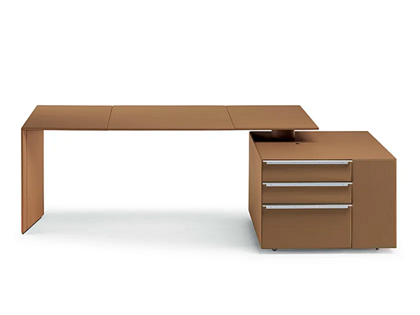Scrivania esecutiva rettangolare in pelle con ripiani POLTRONA FRAU C E O CUBE DESK fabbrica POLTRONA FRAU dall'Italia. Foto №1