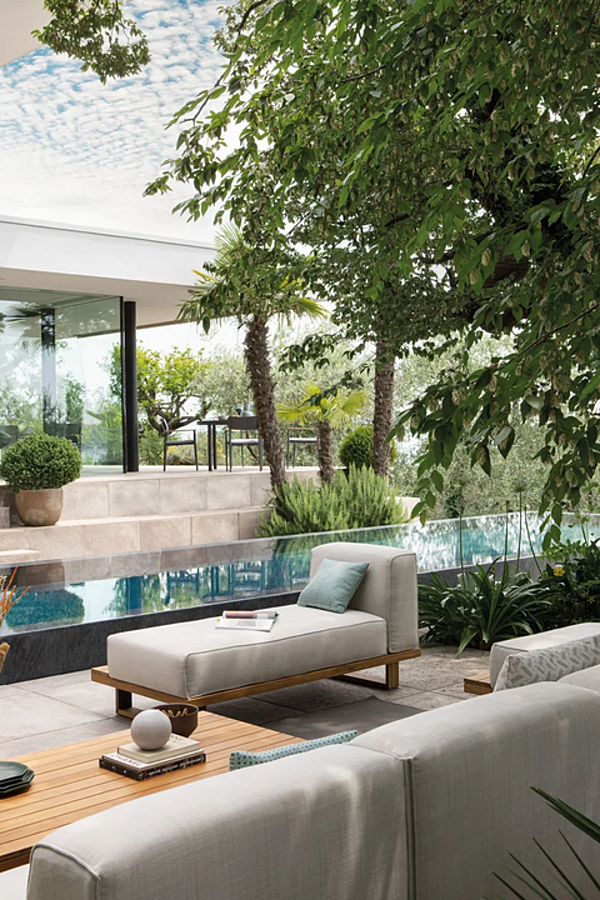 Divano da giardino a 2 posti in tessuto e teak Atmosphera collezione 9 Zero 9.0.M1.MC fabbrica ATMOSPHERA dall'Italia. Foto №9