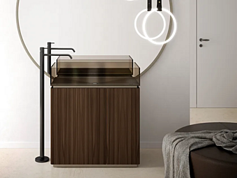 Mobile bagno in legno singolo con gambe plissé ARTELINEA