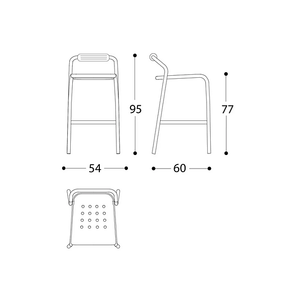 Sgabello da giardino alto impilabile in alluminio Noss VARASCHIN 24550/B, 24551/B, 24552/B, 24553/B fabbrica VARASCHIN dall'Italia. Foto №15