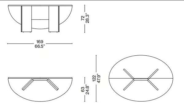 Tavolo da pranzo ovale in MDF Antella CASSINA W53 fabbrica CASSINA dall'Italia. Foto №5
