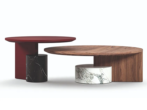 Tavolino da caffè rotondo in legno e marmo CASSINA 557 Sengu fabbrica CASSINA dall'Italia. Foto №1