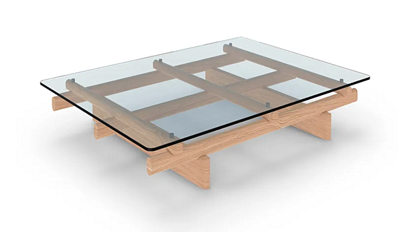 Tavolino da caffè rettangolare basso in legno e vetro CASSINA Sengu fabbrica CASSINA dall'Italia. Foto №10