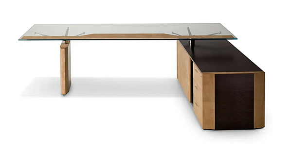Scrivania executive in vetro a forma di L con cassetti i 4 Mariani De Symetria fabbrica i 4 Mariani dall'Italia. Foto №2