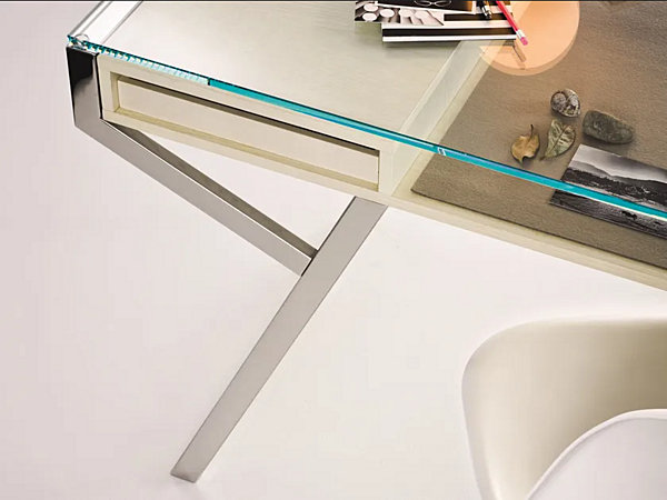 Scrivania segretaria in vetro e acciaio inox con cassetti Gallotti&Radice Lui fabbrica Gallotti & Radice dall'Italia. Foto №3