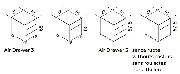 Unità di cassetti da ufficio con ruote in vetro Air Drawer 3 Gallotti&Radice fabbrica Gallotti & Radice dall'Italia. Foto №5
