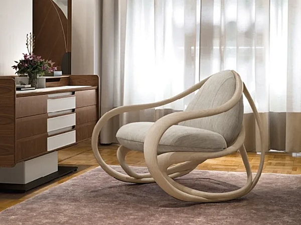 Poltrona a dondolo con braccioli in legno GIORGETTI MOVE 69810 fabbrica GIORGETTI dall'Italia. Foto №6