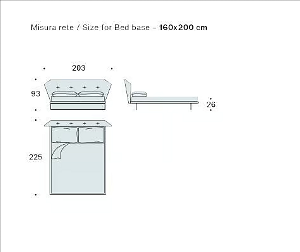 Letto matrimoniale in tessuto con testata imbottita Saba New York Air fabbrica SABA dall'Italia. Foto №4