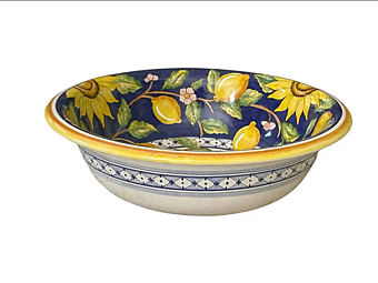 Lavabo ceramico rotondo singolo Frutta e Fiori L'Antica Deruta BA/45/TLC/11