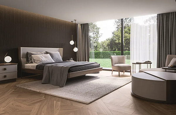 Letto matrimoniale in noce con testiera imbottita ARTE BROTTO LEONARDO L973N L973N fabbrica Arte Brotto dall'Italia. Foto №6