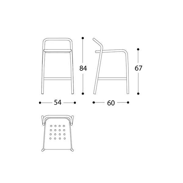 Sgabello da giardino alto impilabile in alluminio Noss VARASCHIN 24550/B, 24551/B, 24552/B, 24553/B fabbrica VARASCHIN dall'Italia. Foto №10